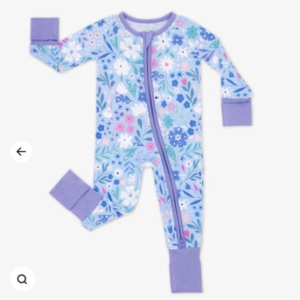 NWT 0-3M Little Sleepies Magical Meadows Winter Floral Zippy Periwinkle